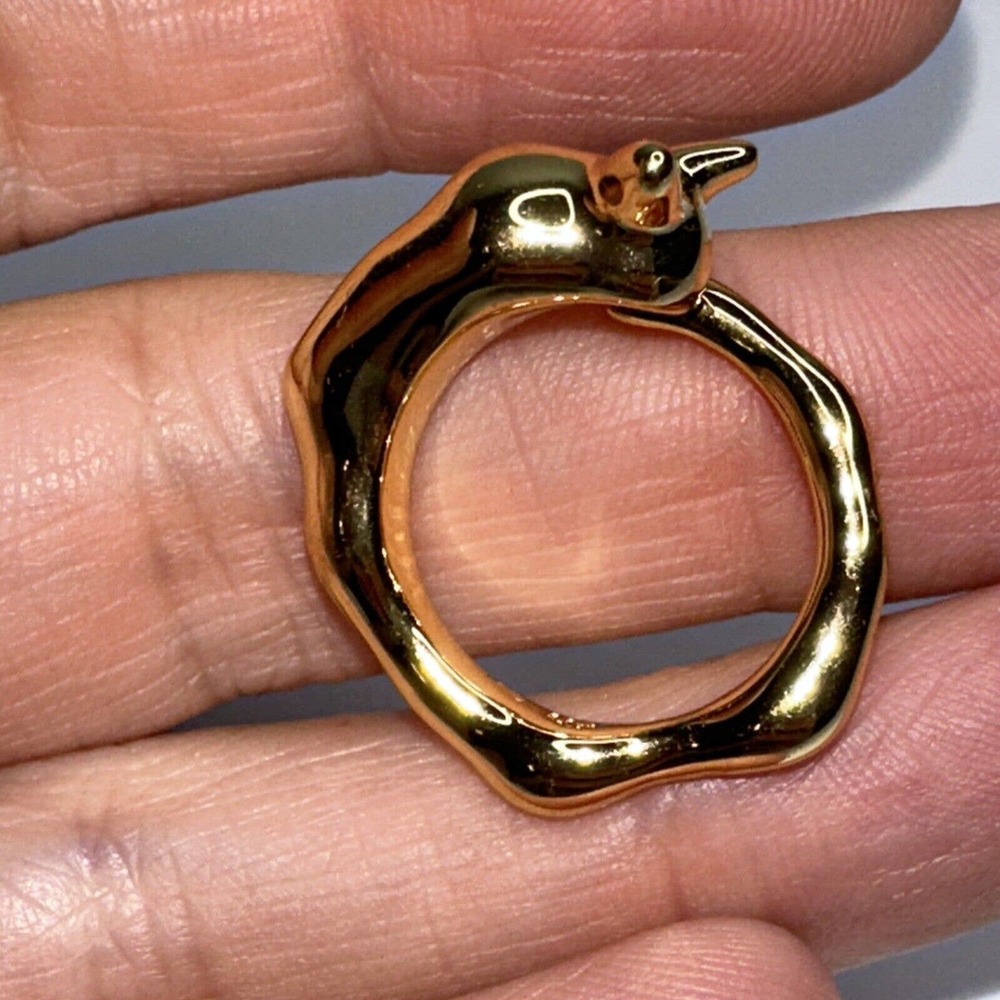 Ring Snail Abstract Gold Tone Modernist Nugget Size 5.25 Stamped Ohm Brand